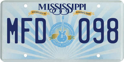 MS license plate MFD098