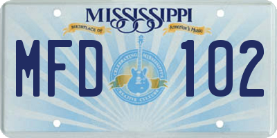 MS license plate MFD102