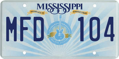 MS license plate MFD104