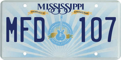MS license plate MFD107