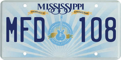 MS license plate MFD108