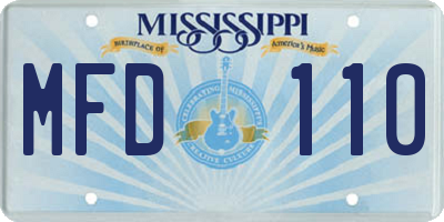 MS license plate MFD110