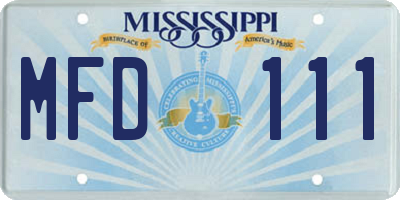 MS license plate MFD111