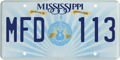 MS license plate MFD113