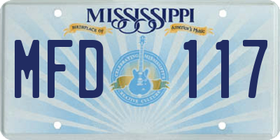 MS license plate MFD117