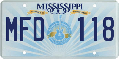 MS license plate MFD118
