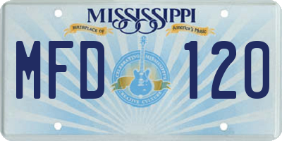 MS license plate MFD120