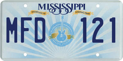 MS license plate MFD121