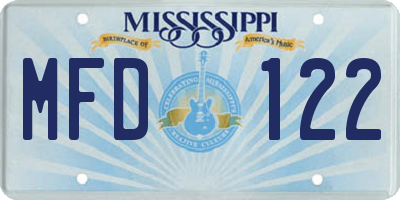 MS license plate MFD122