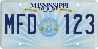 MS license plate MFD123
