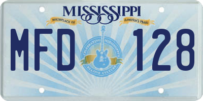 MS license plate MFD128