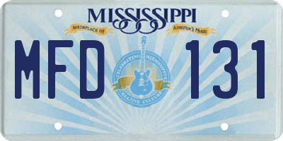 MS license plate MFD131