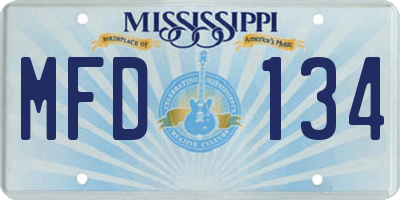 MS license plate MFD134