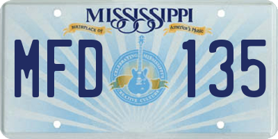 MS license plate MFD135