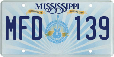 MS license plate MFD139