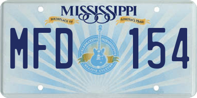 MS license plate MFD154