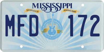 MS license plate MFD172