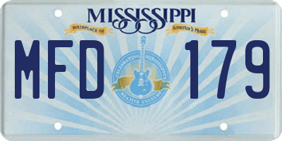 MS license plate MFD179