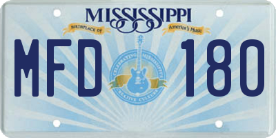 MS license plate MFD180