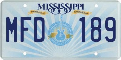 MS license plate MFD189