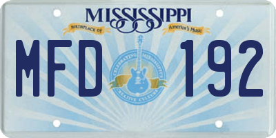MS license plate MFD192
