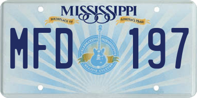 MS license plate MFD197