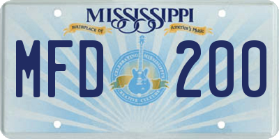 MS license plate MFD200