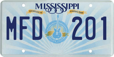 MS license plate MFD201