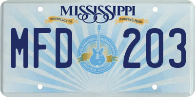 MS license plate MFD203