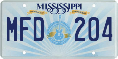MS license plate MFD204