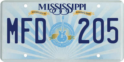 MS license plate MFD205