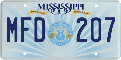 MS license plate MFD207