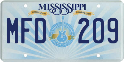 MS license plate MFD209