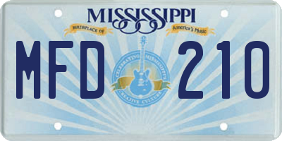 MS license plate MFD210