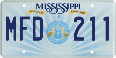MS license plate MFD211