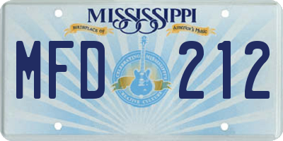 MS license plate MFD212