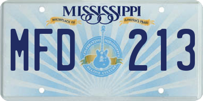 MS license plate MFD213