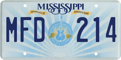 MS license plate MFD214