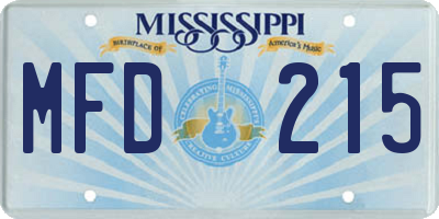 MS license plate MFD215