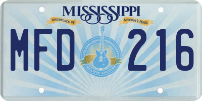 MS license plate MFD216