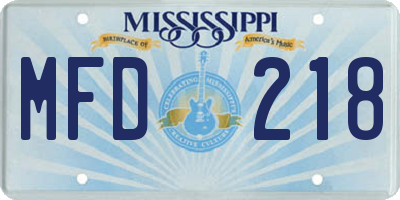 MS license plate MFD218
