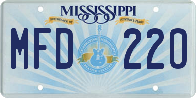 MS license plate MFD220