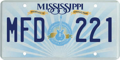 MS license plate MFD221