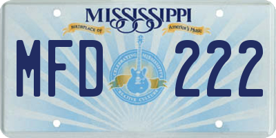 MS license plate MFD222