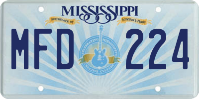 MS license plate MFD224