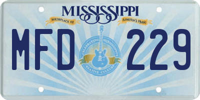 MS license plate MFD229