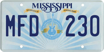 MS license plate MFD230