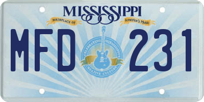 MS license plate MFD231