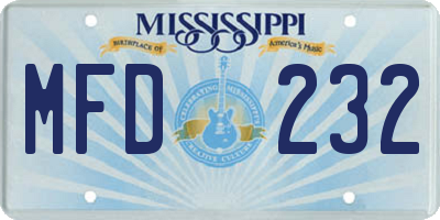 MS license plate MFD232