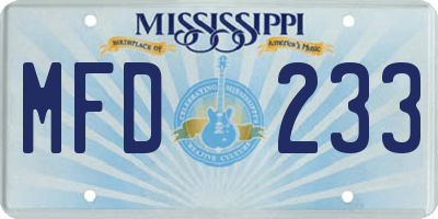 MS license plate MFD233
